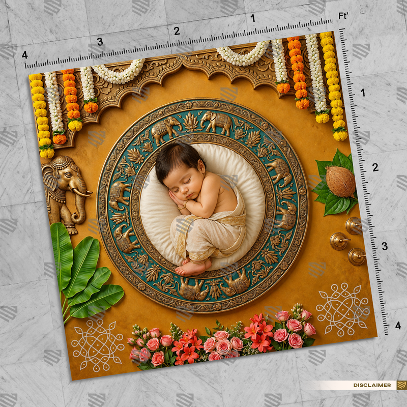 Hastin Shubh Mandala Ganesha Newborn Baby Photography Backdrop