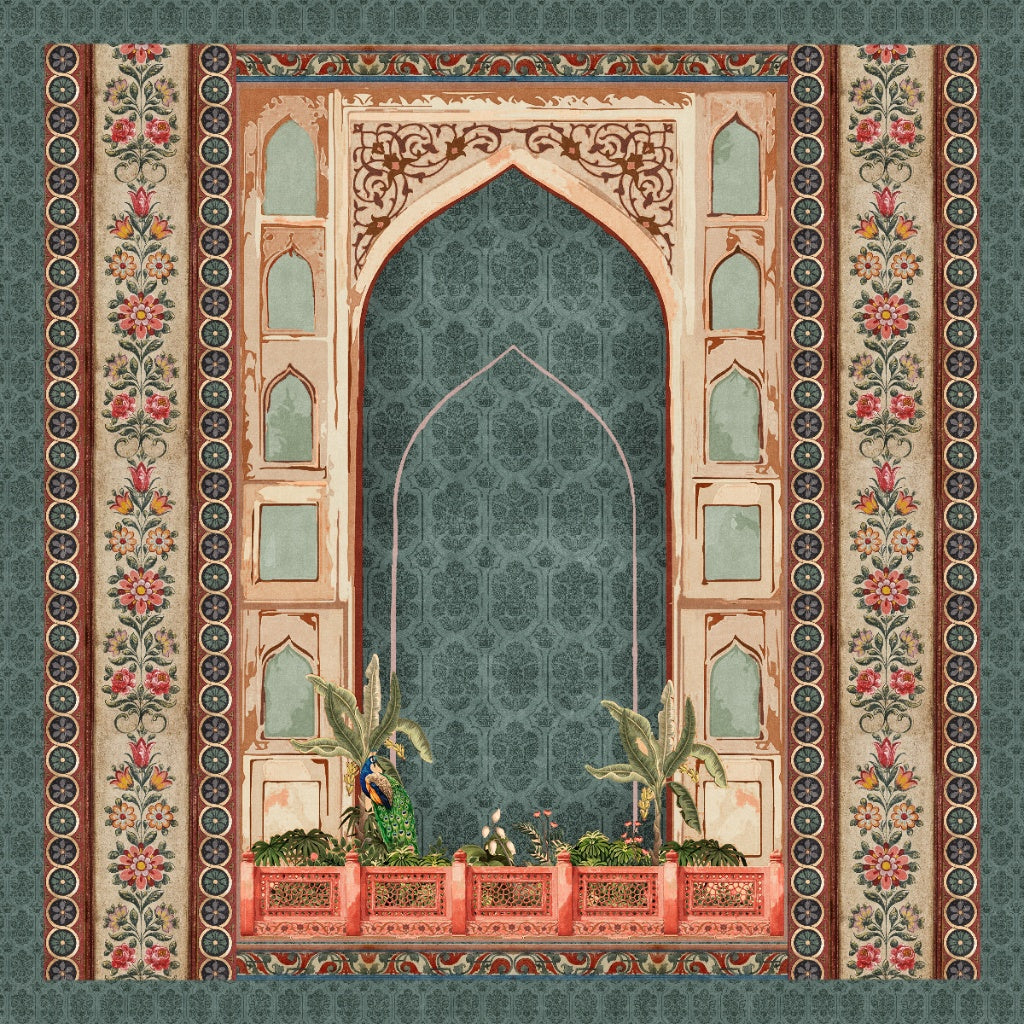 Peacock Niche – Floral Harmony in Royal Frame