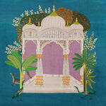 Serene Pavilion Royal Garden Retreat Backdrop
