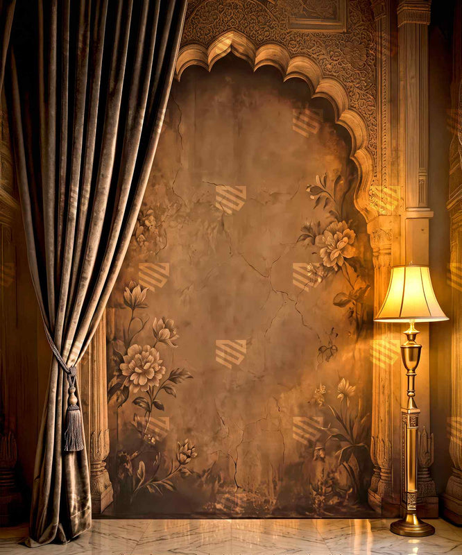 Amber Floral Alcove Photography Backdrop for Studio Shoots