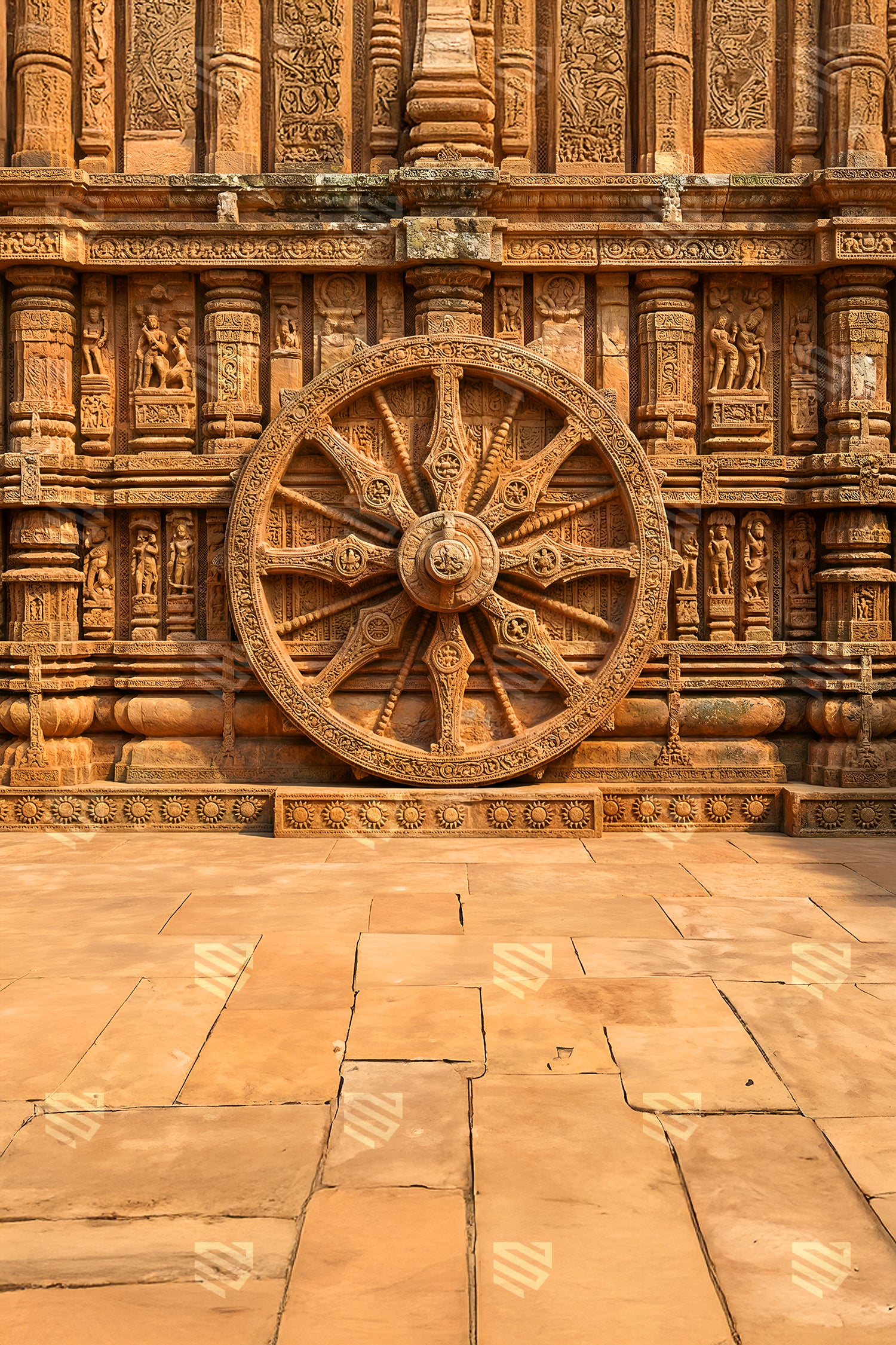 Ancient Temple Wheel Carving - Maternity Backdrop