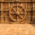 Ancient Temple Wheel Carving Backdrop