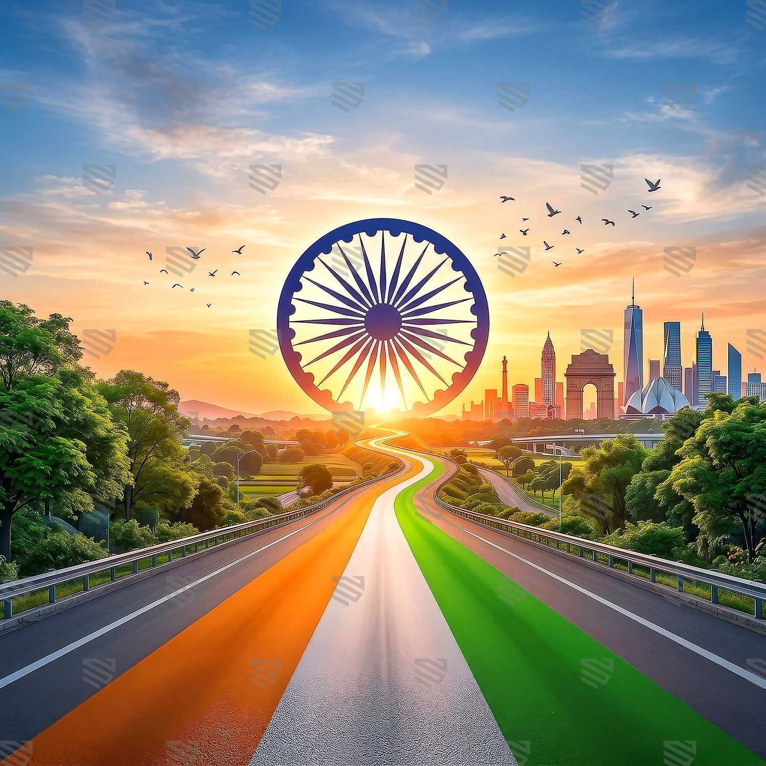 Bharat Pragati Path Viksit Bharat Backdrop