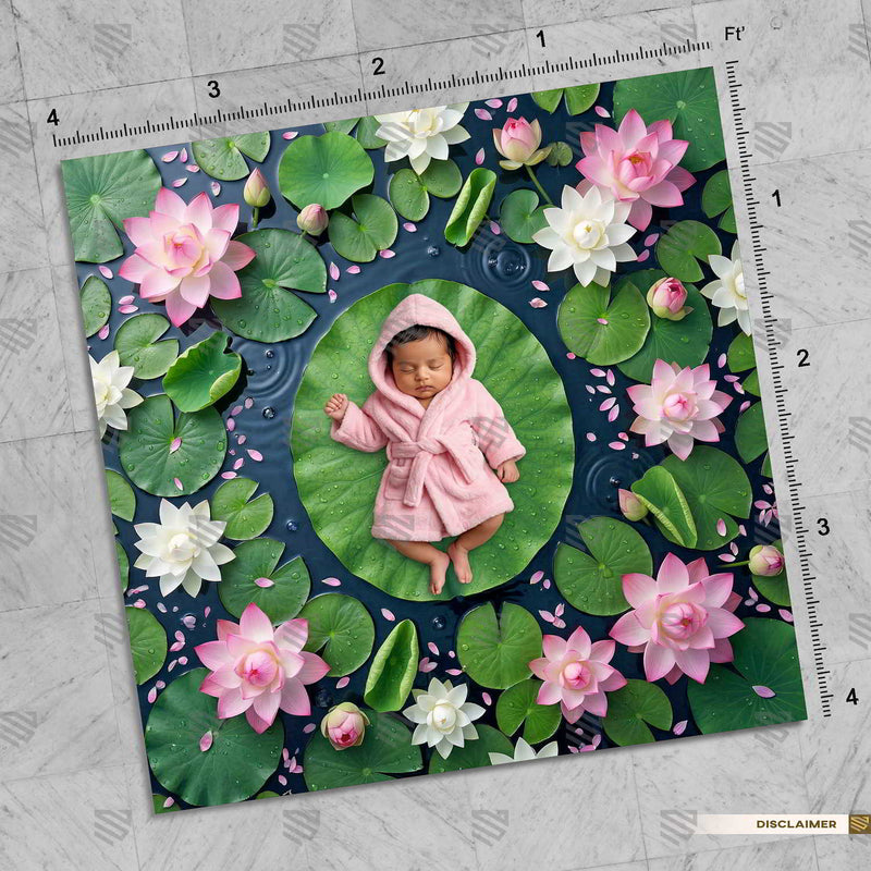 Blooming Lotus Water Garden - Newborn photography Backdrop
