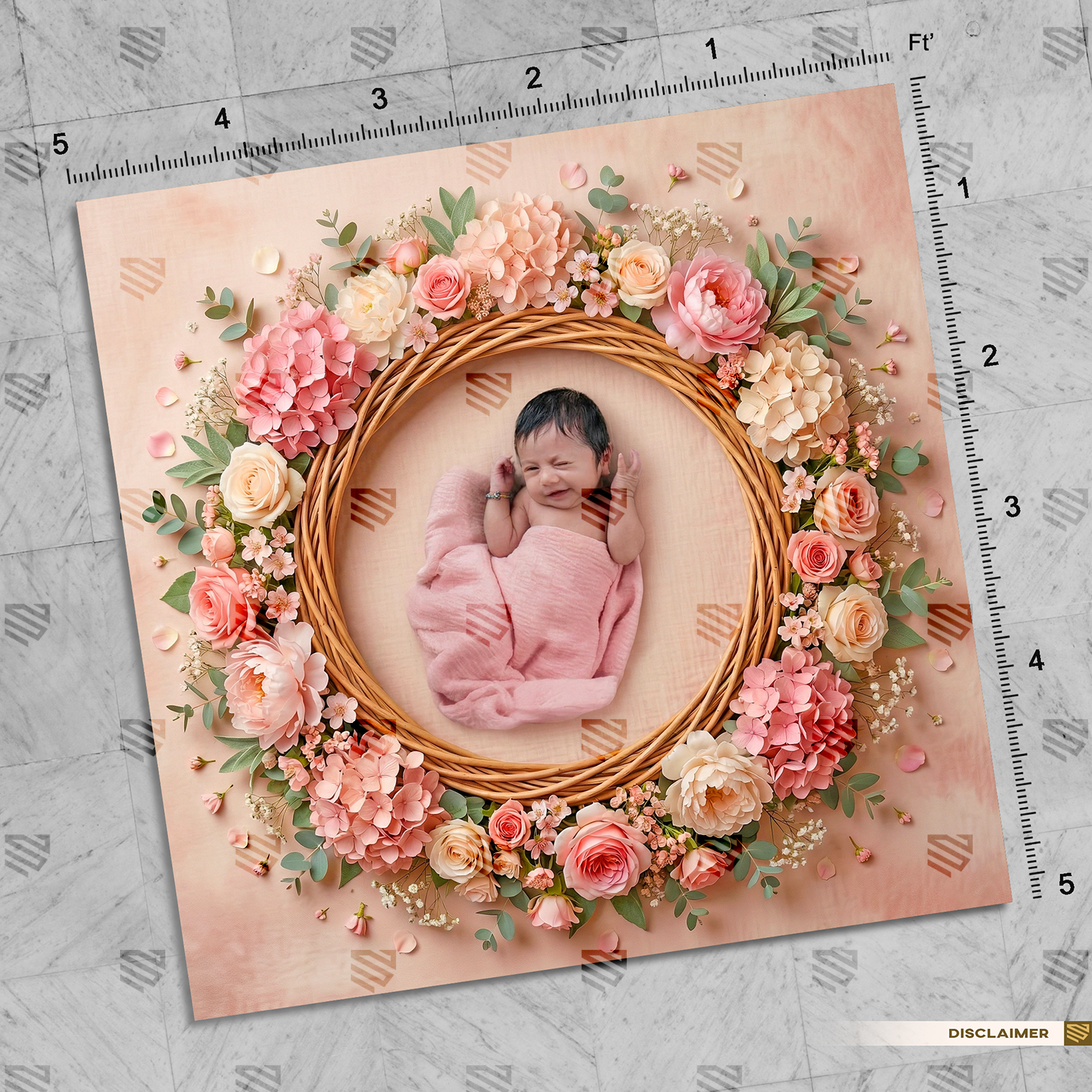 Blush Bloom Floral Wreath - Newborn photography backdrop