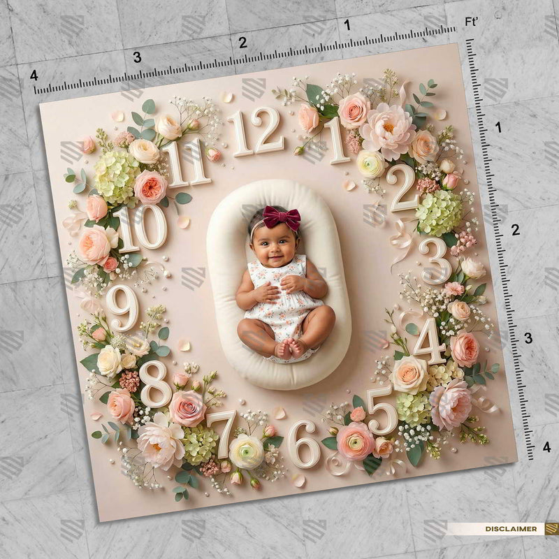 Blush Floral Baby Milestone - Newborn photography Backdrop