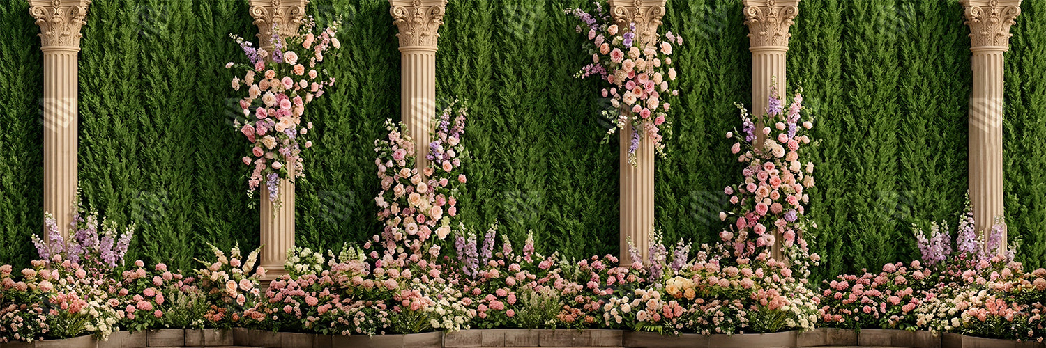 Blush Garden Floral Colonnade Backdrop
