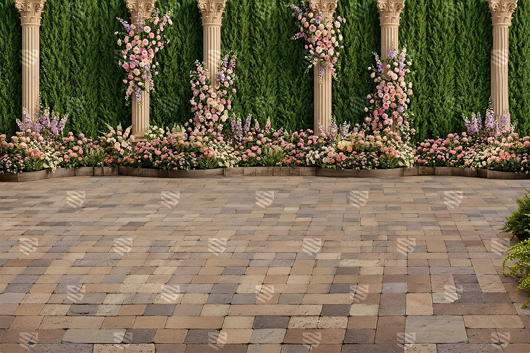 Blush Garden Floral Colonnade Backdrop