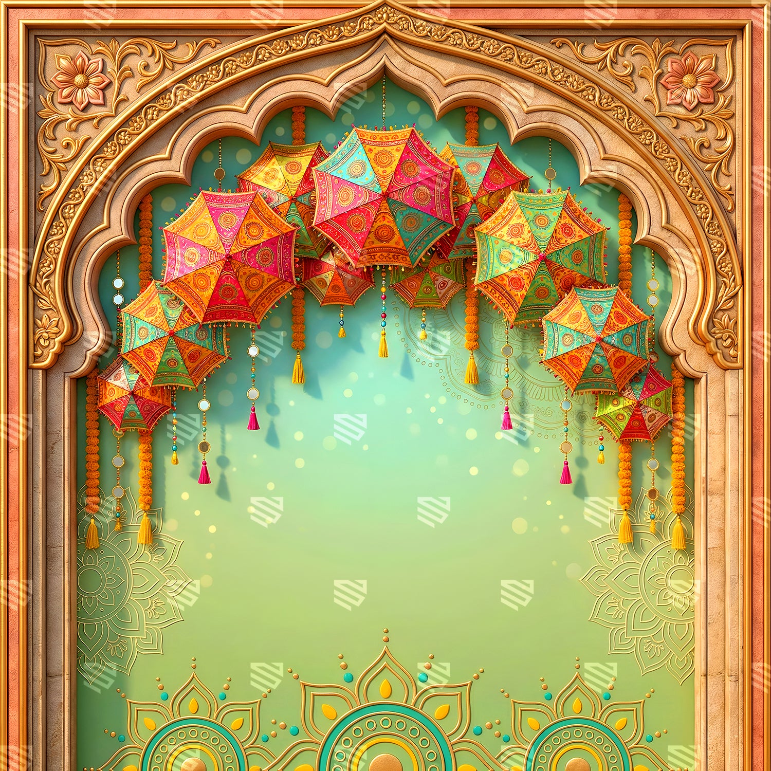 Colorful Parasol Celebration Arch