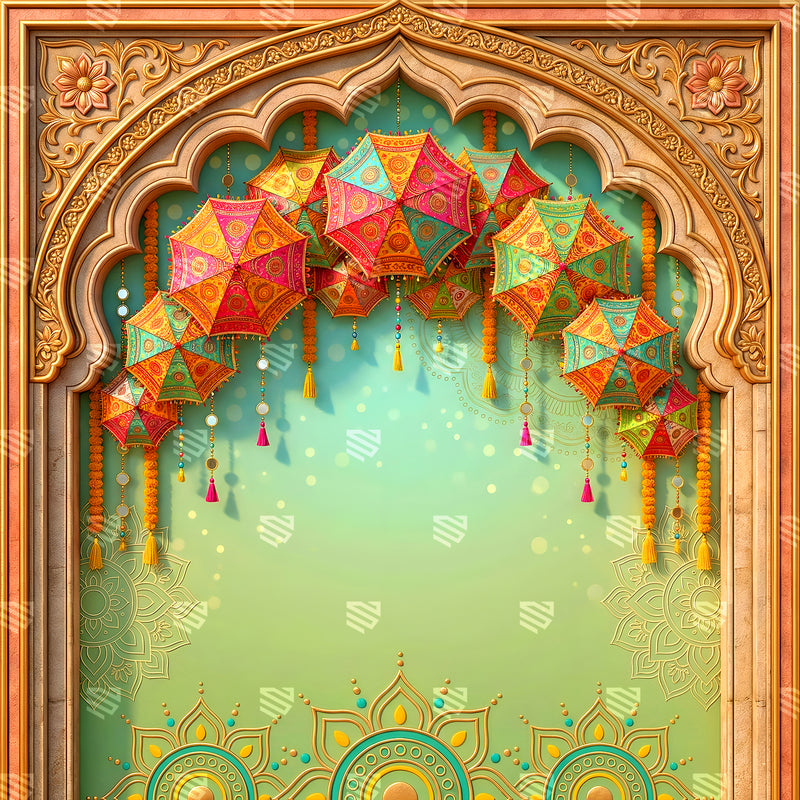 Colorful Parasol Celebration Arch