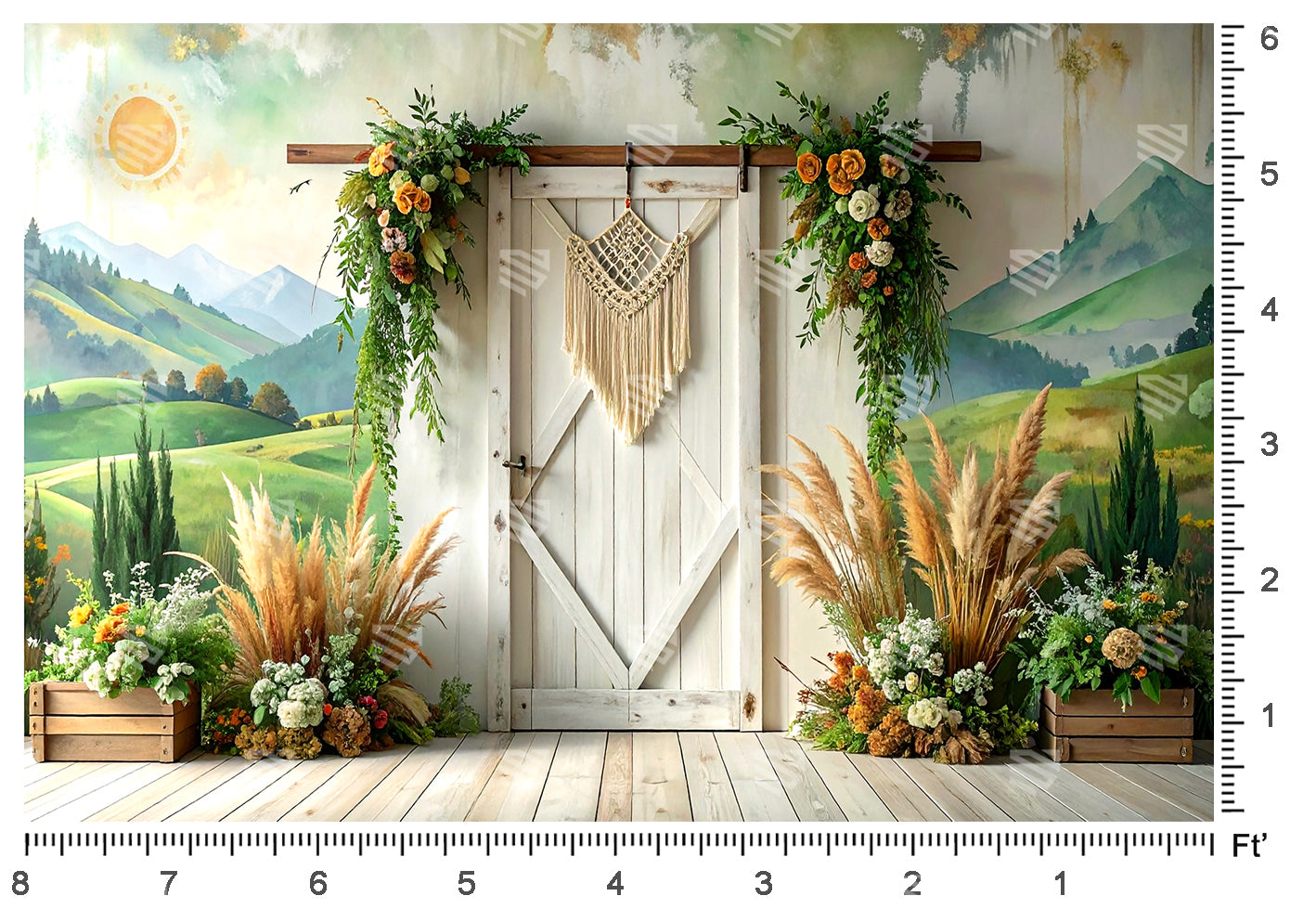 Countryside Bloom Door - Baby photoshoot Backdrop