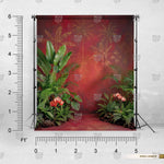 Crimson Botanical Retreat Photography Backdrop for Studio Shoots