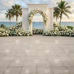Elegant Beachfront Floral Arch Backdrop