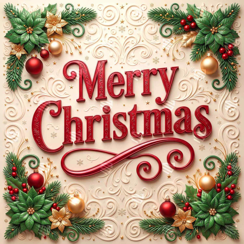 Elegant Ivory Christmas Garland Photography Backdrop