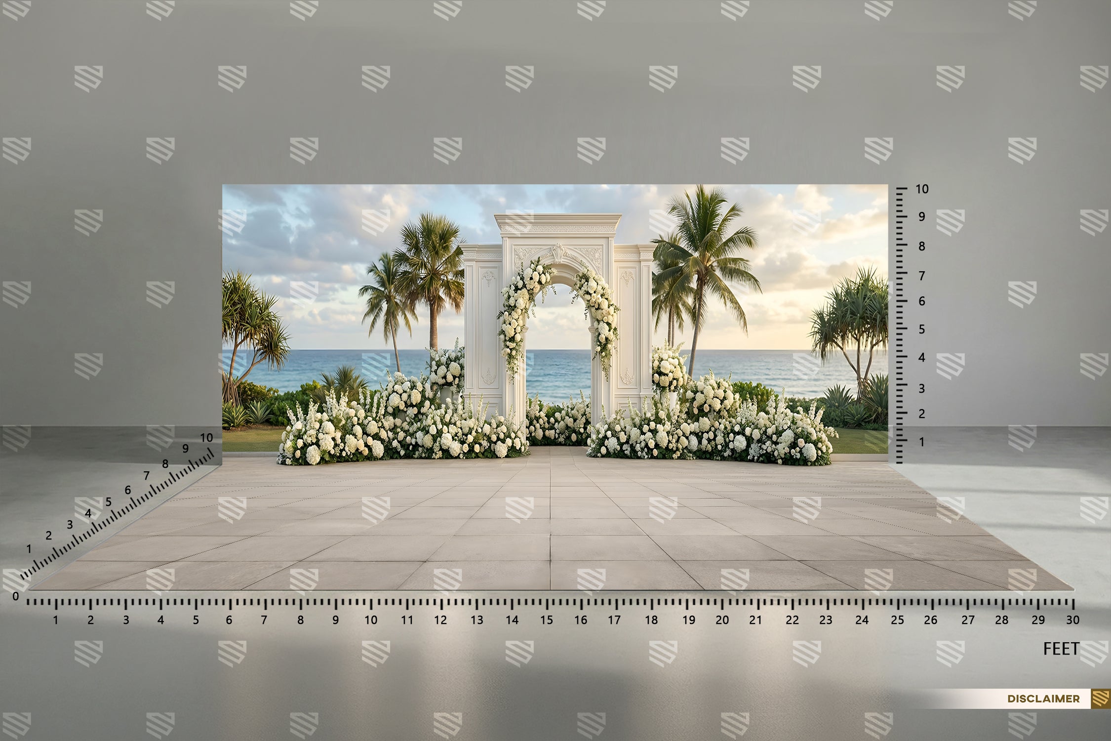 Elegant Beachfront Floral Arch Backdrop