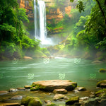 Emerald Serenity Falls Backdrop