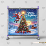 Santa village-themed backdrop for Christmas studio photography