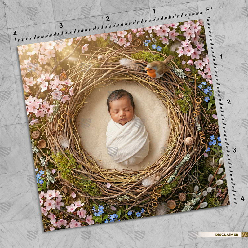Enchanted Spring Nest Wreath - Newborn photography Backdrop