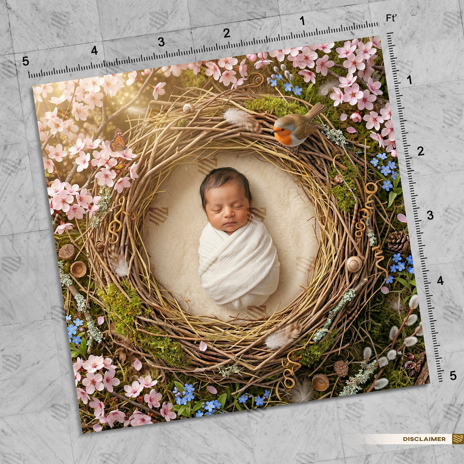 Enchanted Spring Nest Wreath - Newborn photography backdrop