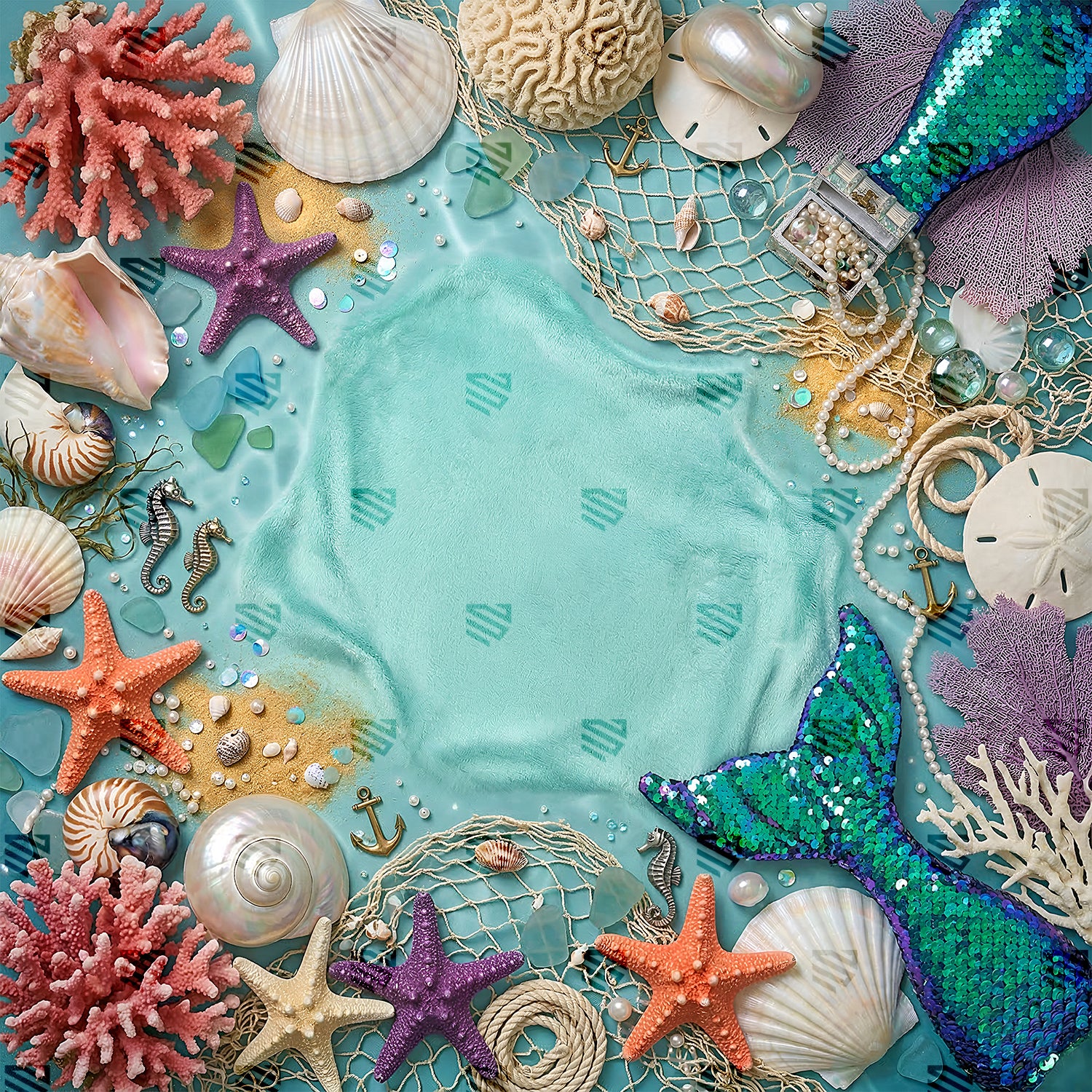 Enchanted Undersea Mermaid - Newborn photography Backdrop