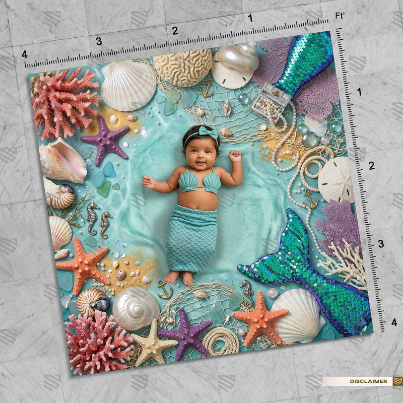 Enchanted Undersea Mermaid - Newborn photography Backdrop