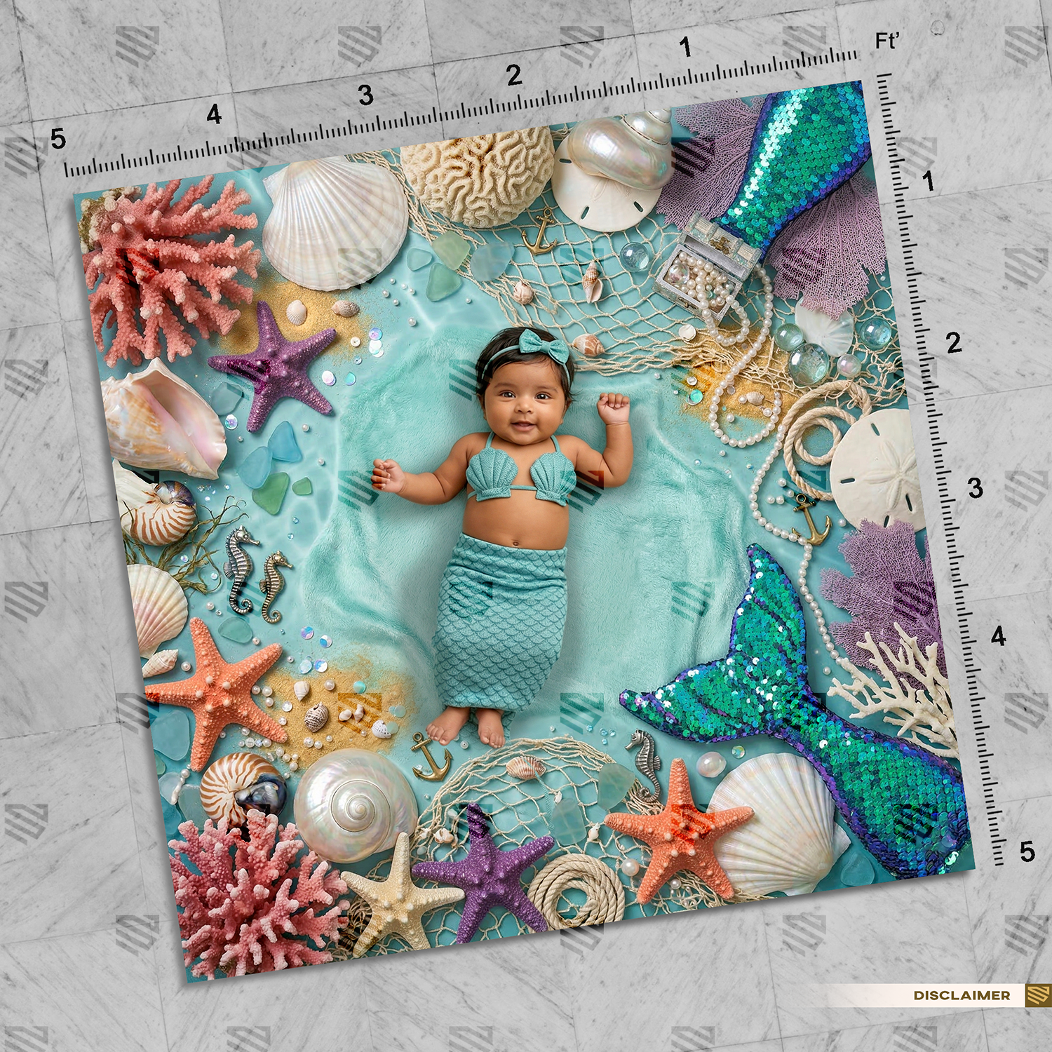 Enchanted Undersea Mermaid - Newborn photography backdrop