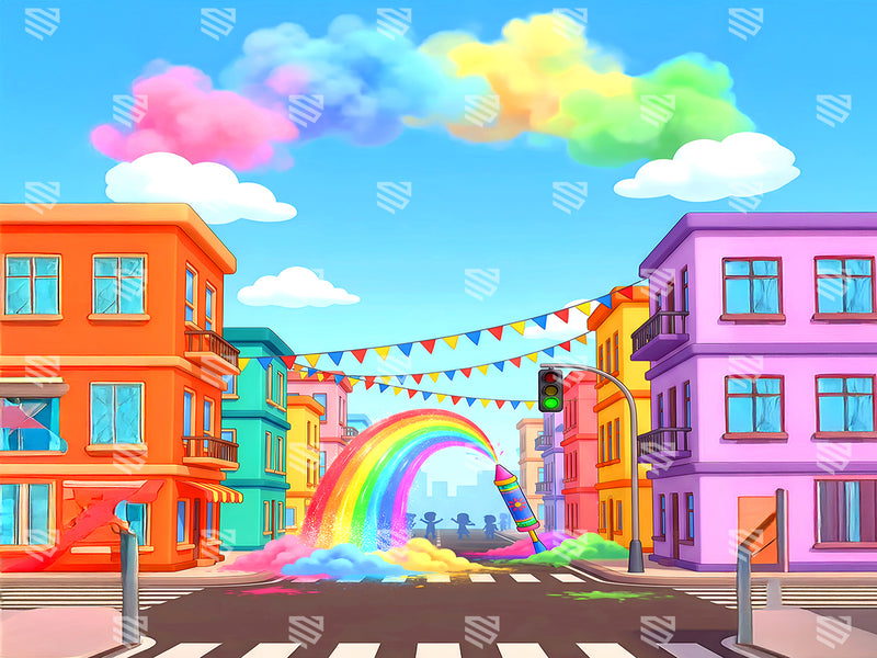 Festival of Colorful Streets - Baby photoshoot Backdrop