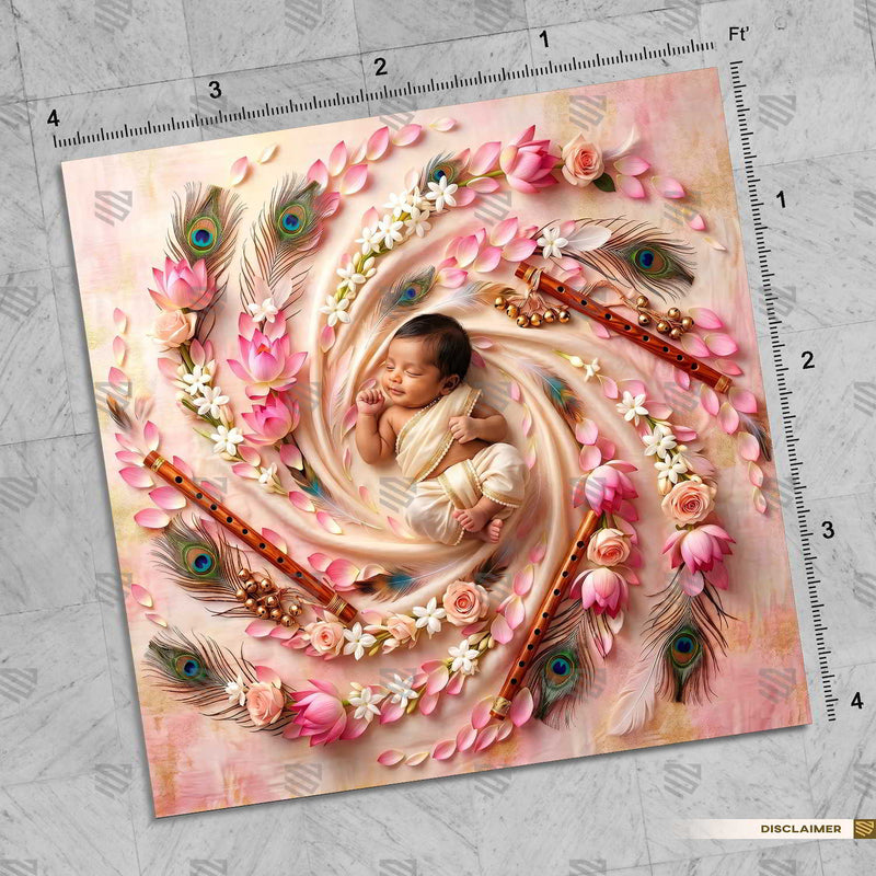 Floral Flute Symphony Newborn Baby Photography Backdrop