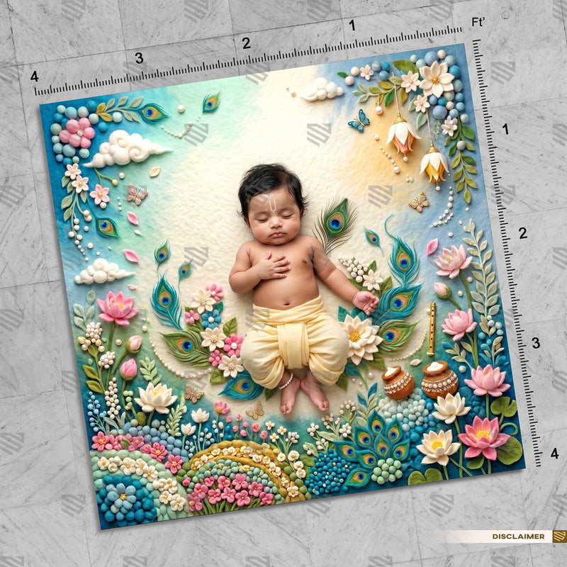 Floral Krishna Bloom Newborn Baby Photography Backdrop
