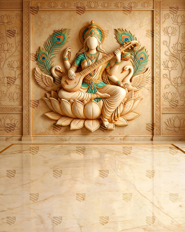 Goddess Saraswati Wall Mural - Podcast Backdrop