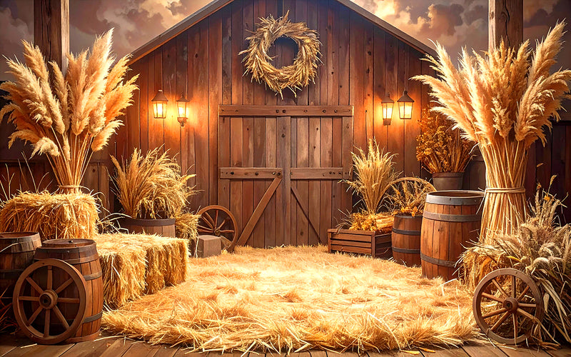 Golden Harvest Barn - Baby photoshoot Backdrop