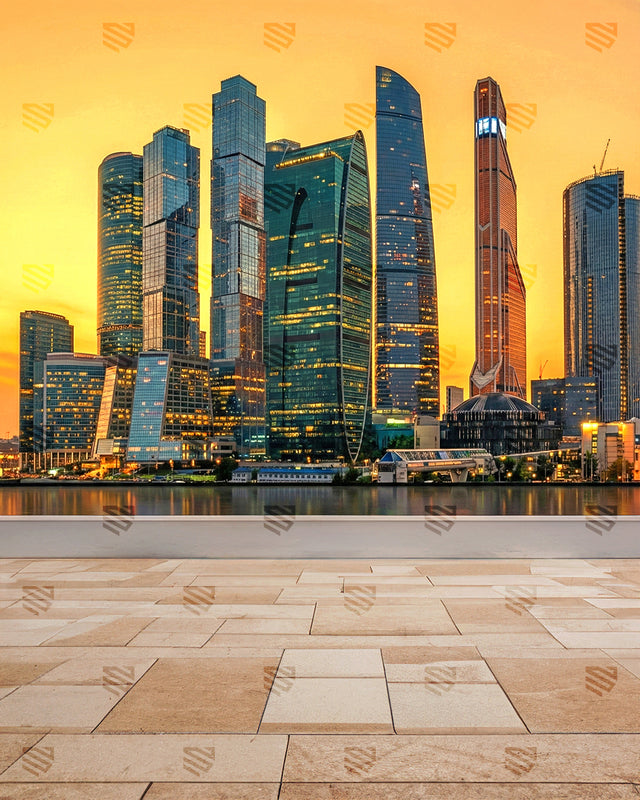 Golden Hour City Skyline - Podcast Backdrop