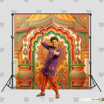 Golden mandala theme Haldi stage decoration background