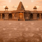 Golden Sunset Temple Courtyard Backdrop