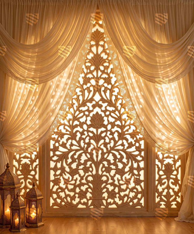 Golden Filigree Sanctuary Photography Backdrop for Studio Shoots