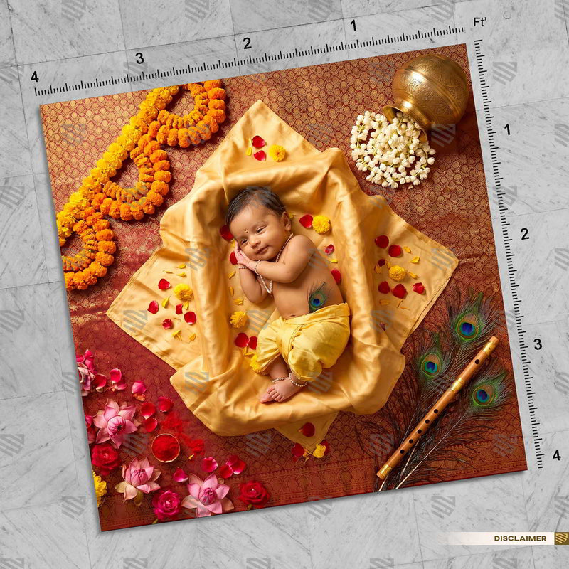 Golden Vastra Ritual Newborn Baby Photography Backdrop