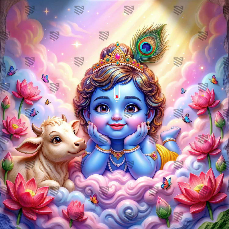 Golok Pushpa Vatika Krishna Janmashtami Decoration Backdrop