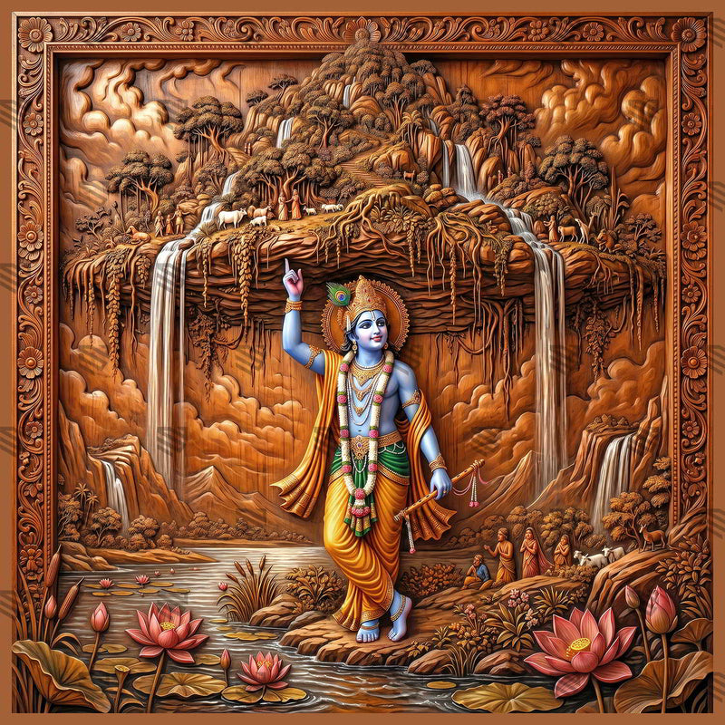 Govardhan Mahima Krishna Janmashtami Decoration Backdrop