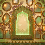 Heritage Green Mirror Mandap Backdrop