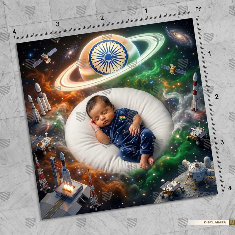 ISRO Space Odyssey 15 August Newborn Baby Backdrop