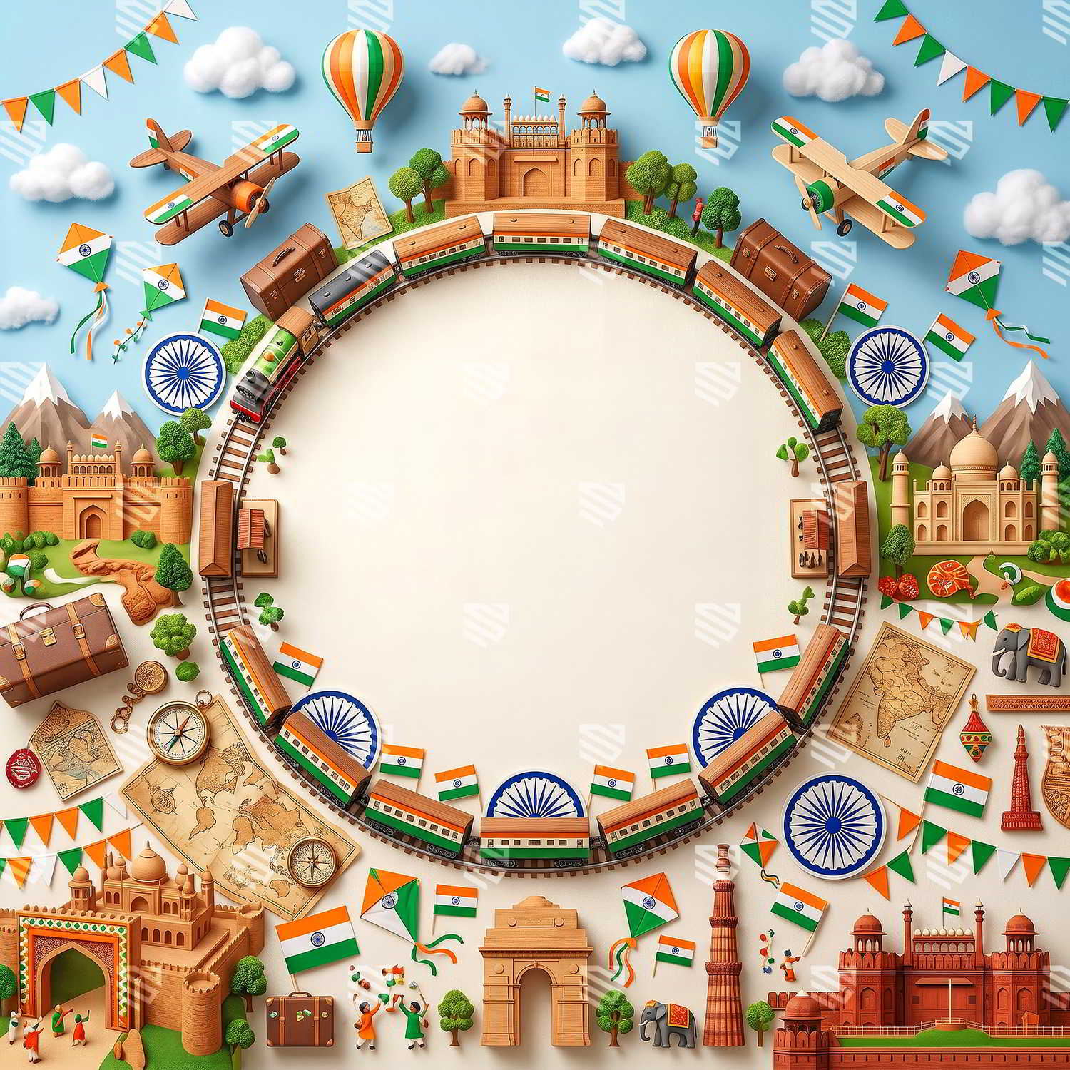Incredible India Journey Newborn Baby Photography Backdrop