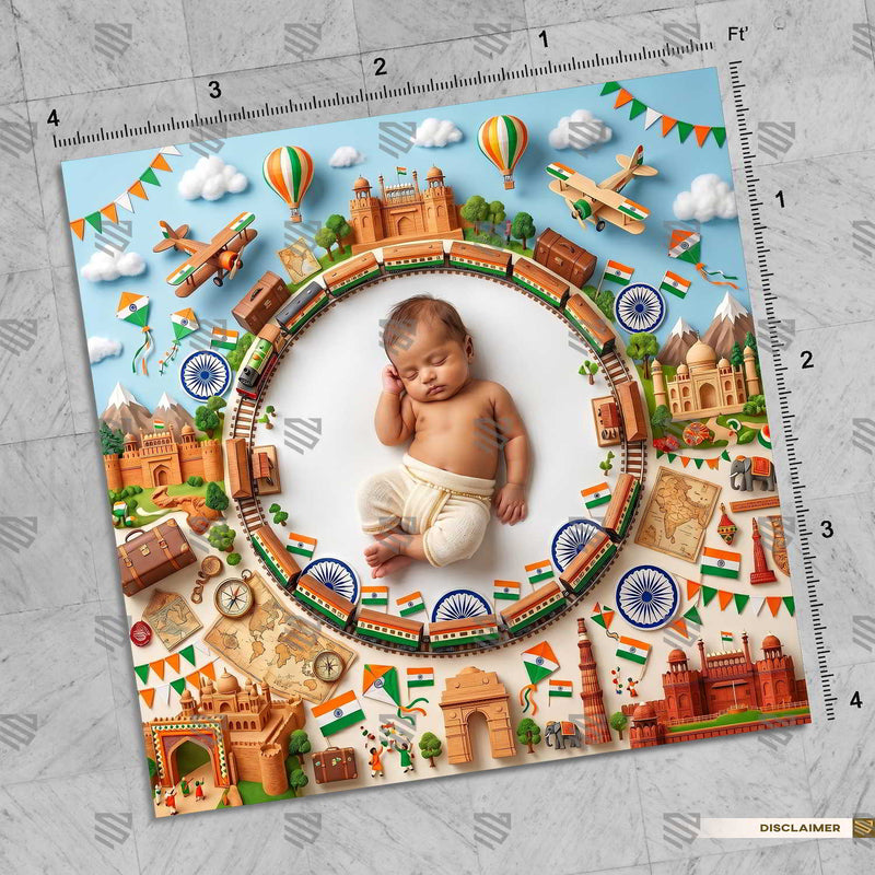 Incredible India Journey Newborn Baby Photography Backdrop