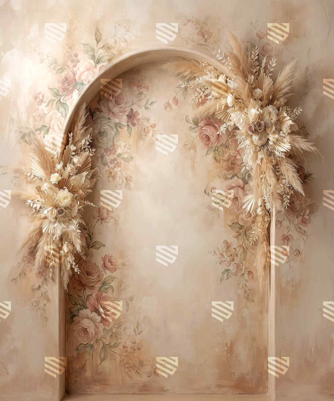 Ivory Pampas Archway Photography Backdrop for Studio Shoots