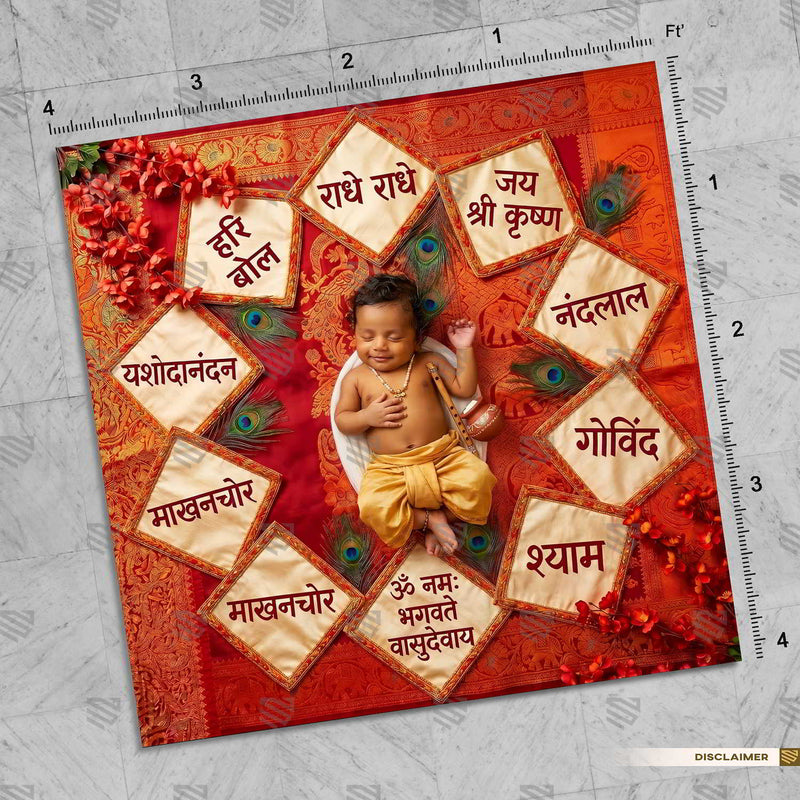 Krishna Bhakti Placards Newborn Baby Photography Backdrop