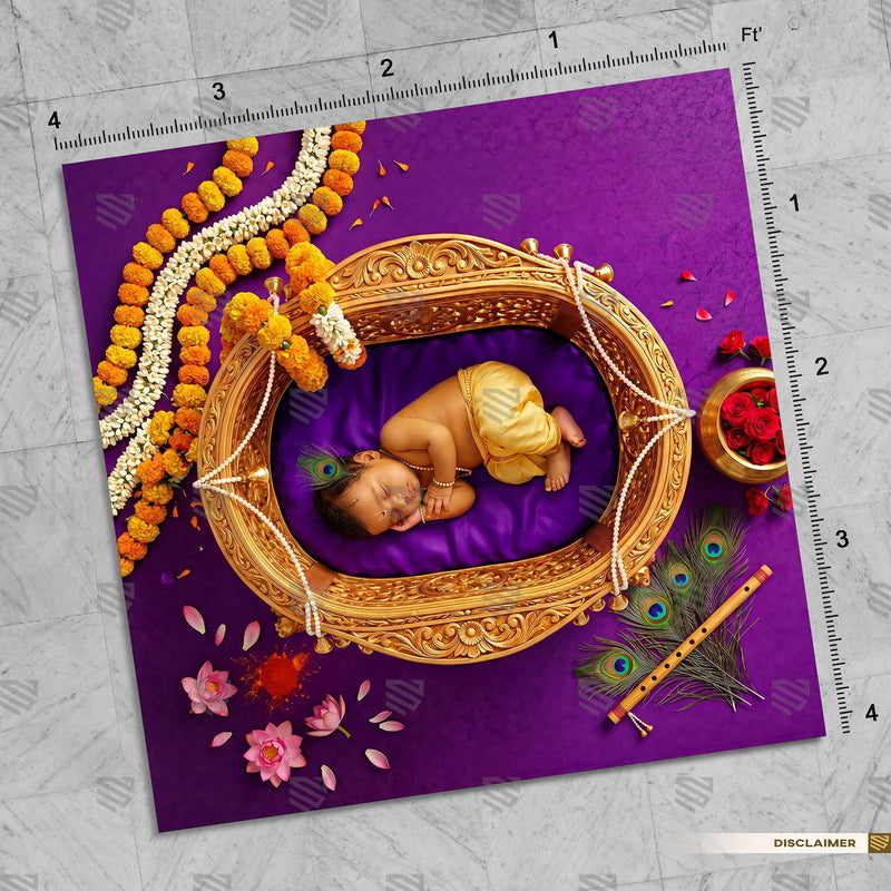 Krishna Cradle Elegance Newborn Baby Photography Backdrop