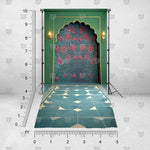 Lotus-inspired pavilion background for portrait photography