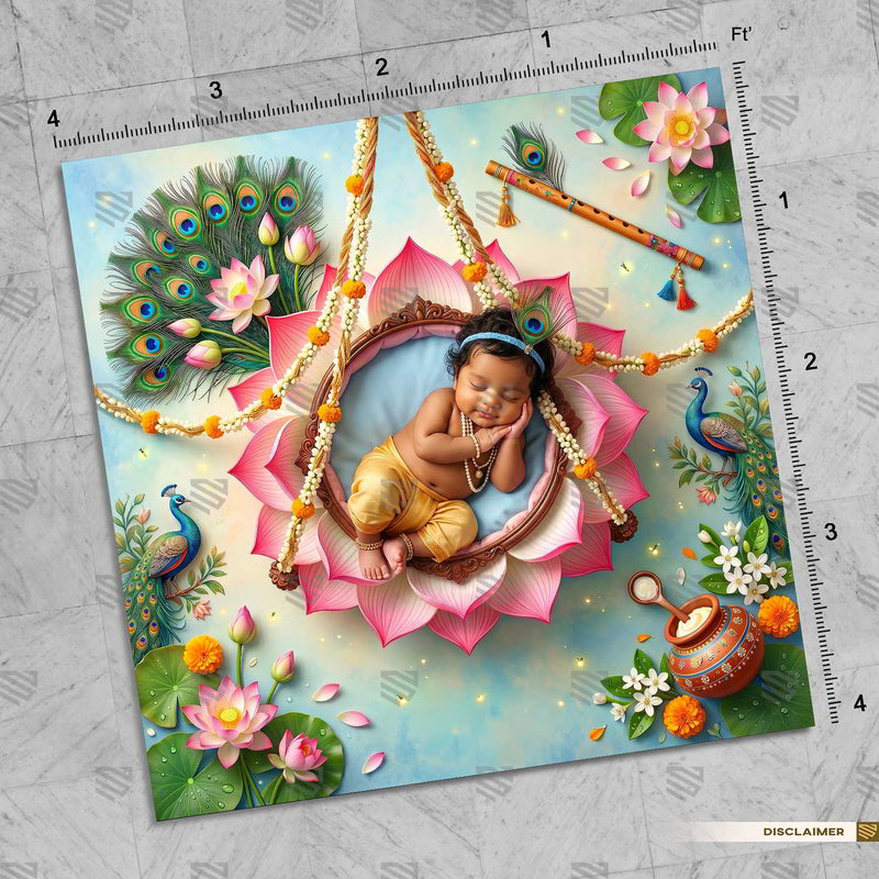 Lotus Cradle Celebration Newborn Baby Photography Backdrop