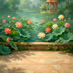 Lotus Pond Garden Serenity Backdrop