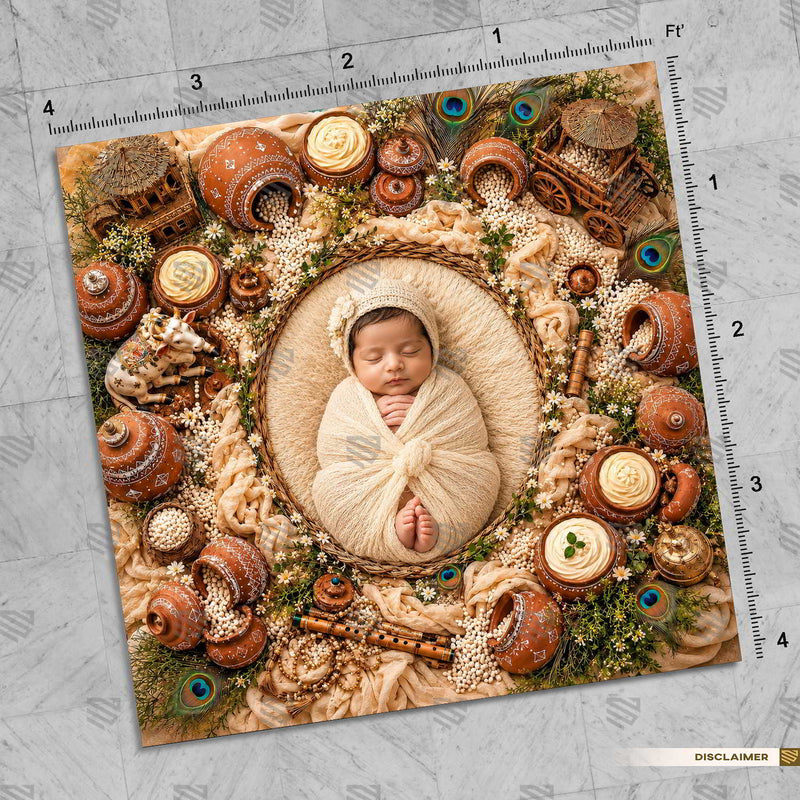 Makhan Leela Design Newborn Baby Photography Backdrop