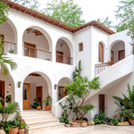 Mediterranean Courtyard Arches of Serenity Backdrop
